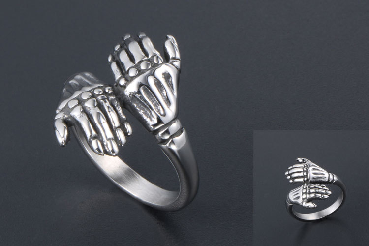 Unisex Punk Personality Skull Hand Steel Ring for Men and Women (5)