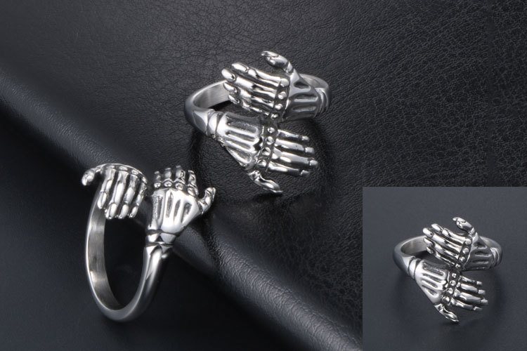 Unisex Punk Personality Skull Hand Steel Ring for Men and Women (6)