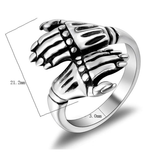 Unisex Punk Personality Skull Hand Steel Ring for Men and Women (9)