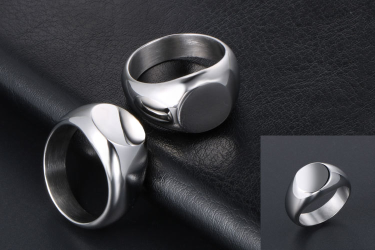 Unisex Round Flat Steel Ring Personality Fashion Glossy Ring for Men & Women (4)