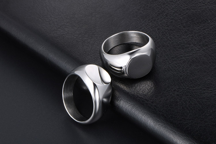 Unisex Round Flat Steel Ring Personality Fashion Glossy Ring for Men & Women (5)