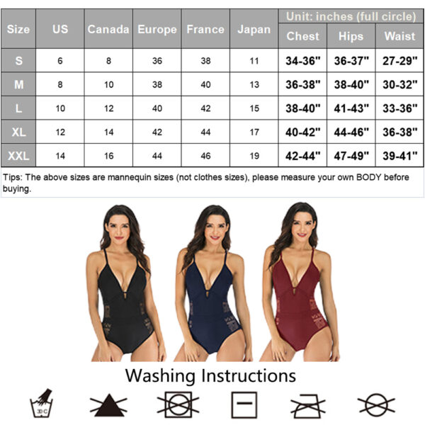 One-Piece Swimsuit Deep V Neck Side Waist Hollow Pattern Bathing Suits for Women