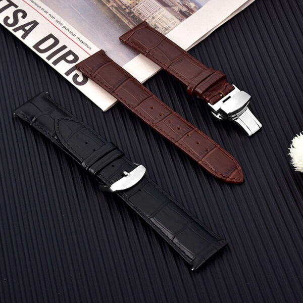 Leather Wristwatch Bands Black Brown Replacement Watch Strap with Buckle 18-24MM (11)