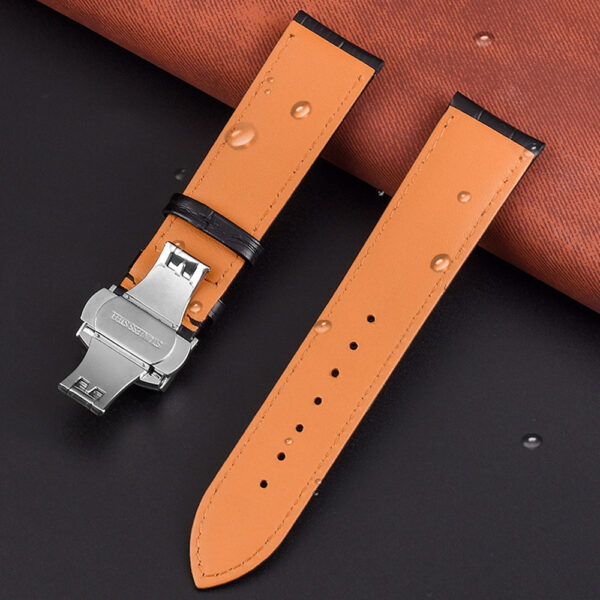 Leather Wristwatch Bands Black Brown Replacement Watch Strap with Buckle 18-24MM