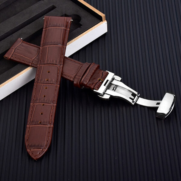 Leather Wristwatch Bands Black Brown Replacement Watch Strap with Buckle 18-24MM (7)