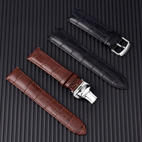 Leather Wristwatch Bands Black Brown Replacement Watch Strap with Buckle 18-24MM
